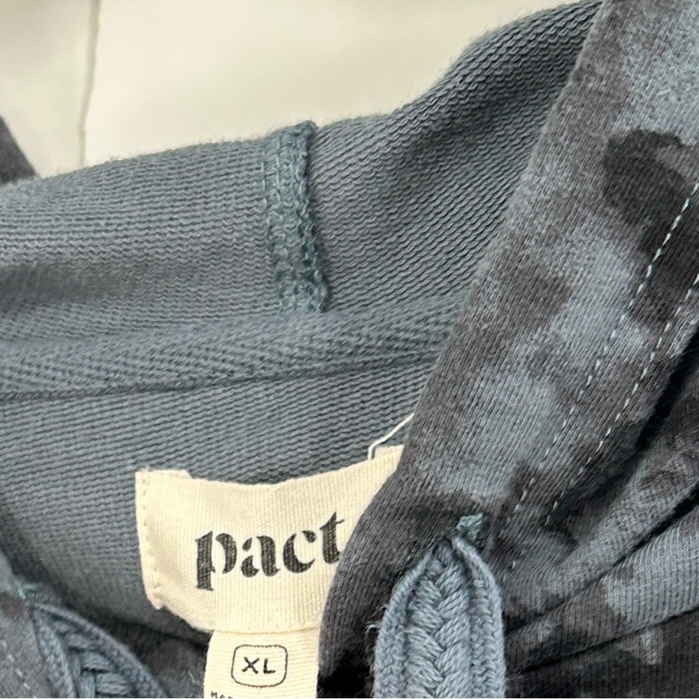 Pact Dark Cloud Tie Dye Cropped Sleeve Hoodie Organic Cotton Size XL - Picture 4 of 8